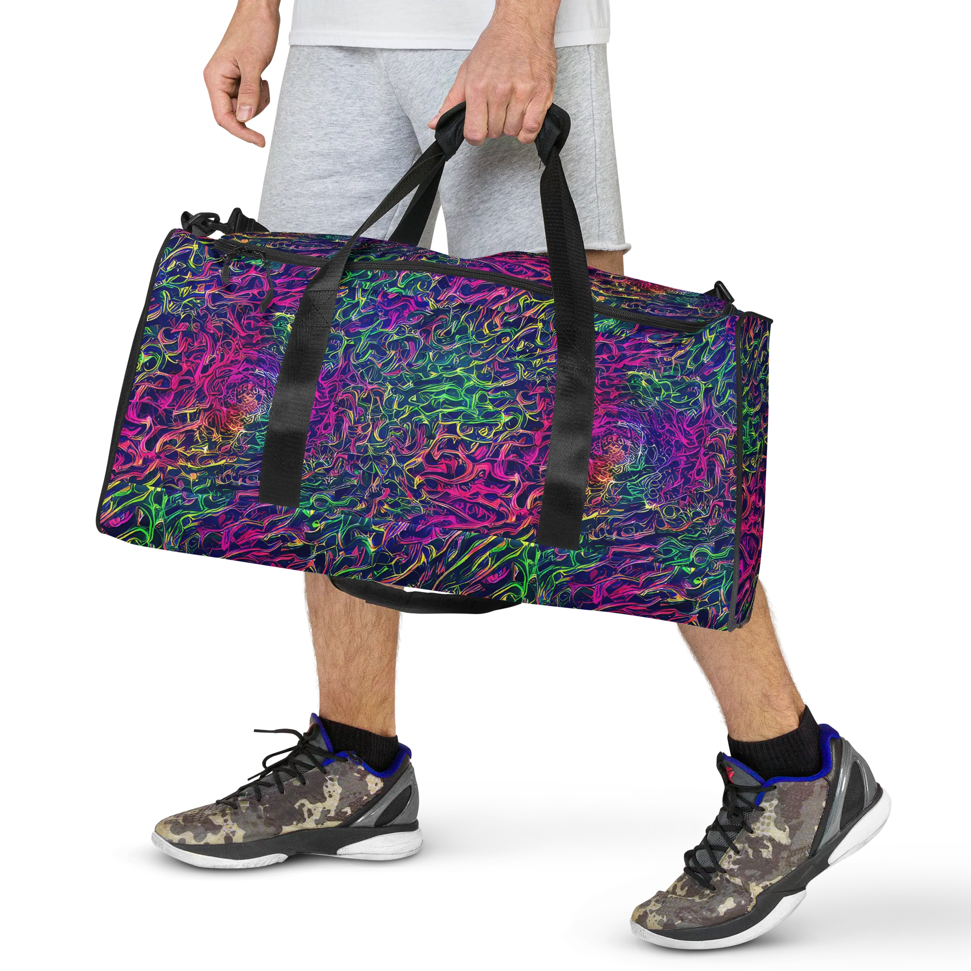 Fuchsia Frontier on Duffle Bag — Front