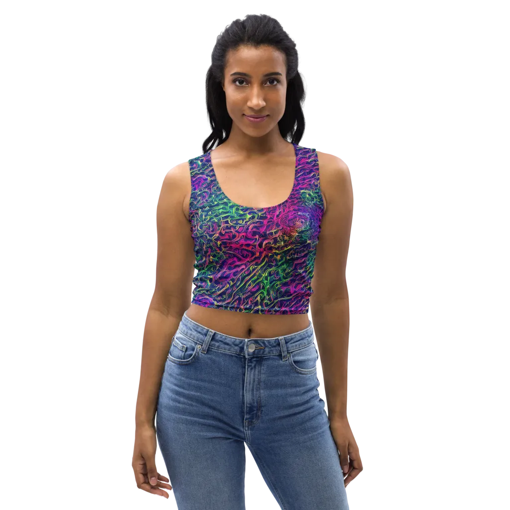 Fuchsia Frontier on Crop Top — Front