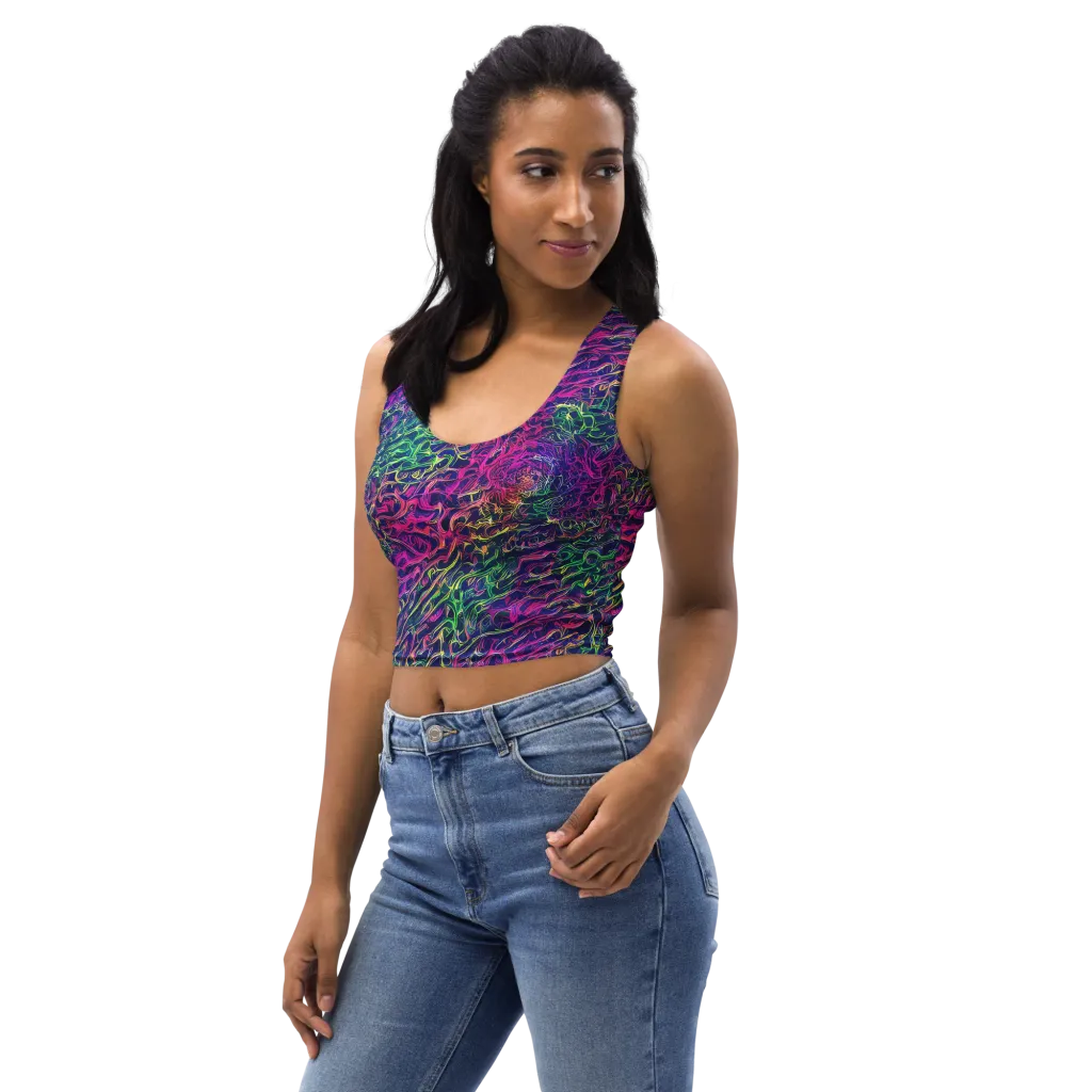 Fuchsia Frontier on Crop Top — Left Front