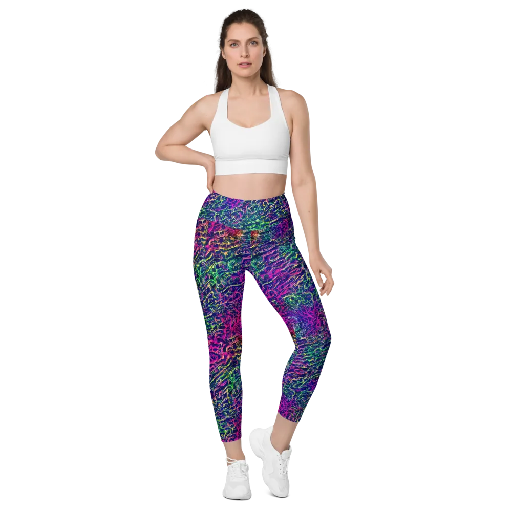 Fuchsia Frontier on Leggings with Pockets — Front