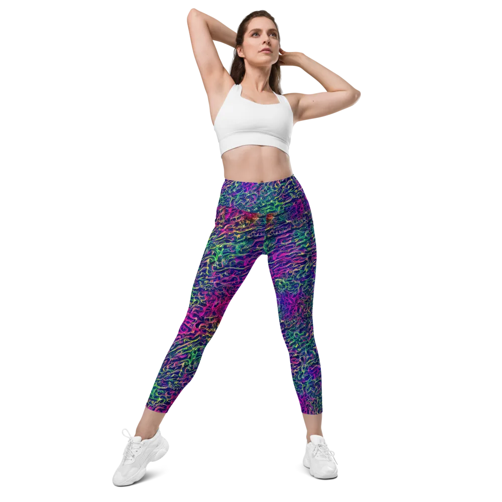 Fuchsia Frontier on Leggings with Pockets — Front