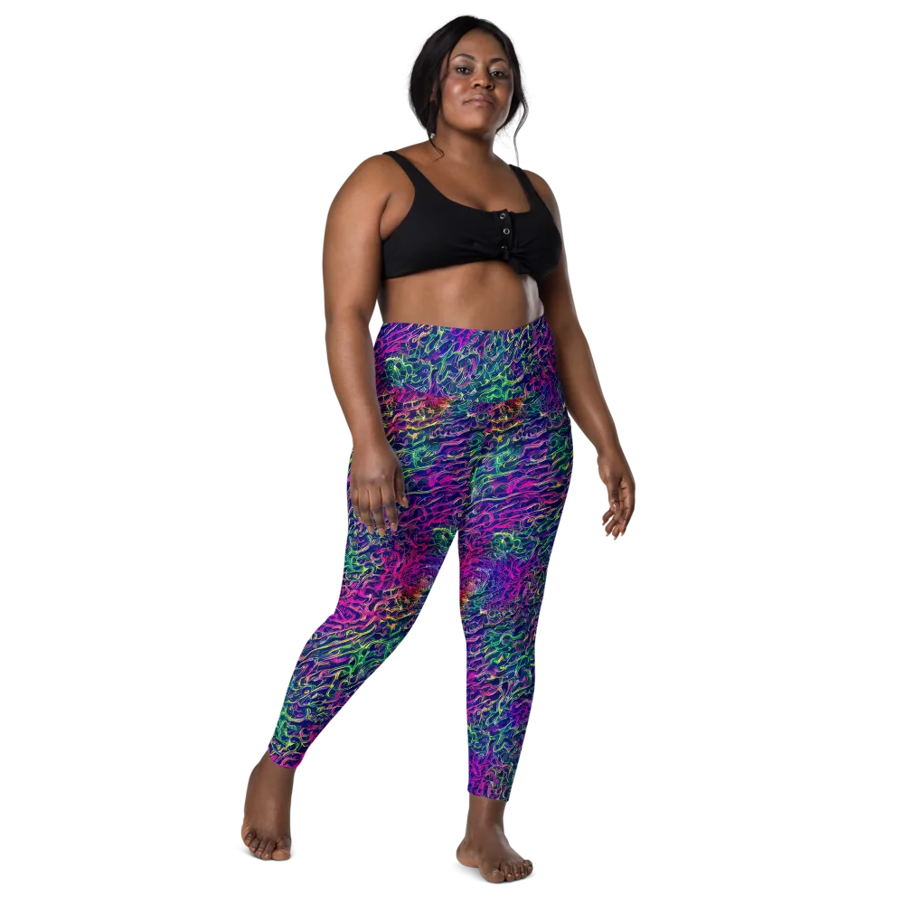 Fuchsia Frontier on Leggings with Pockets — Front