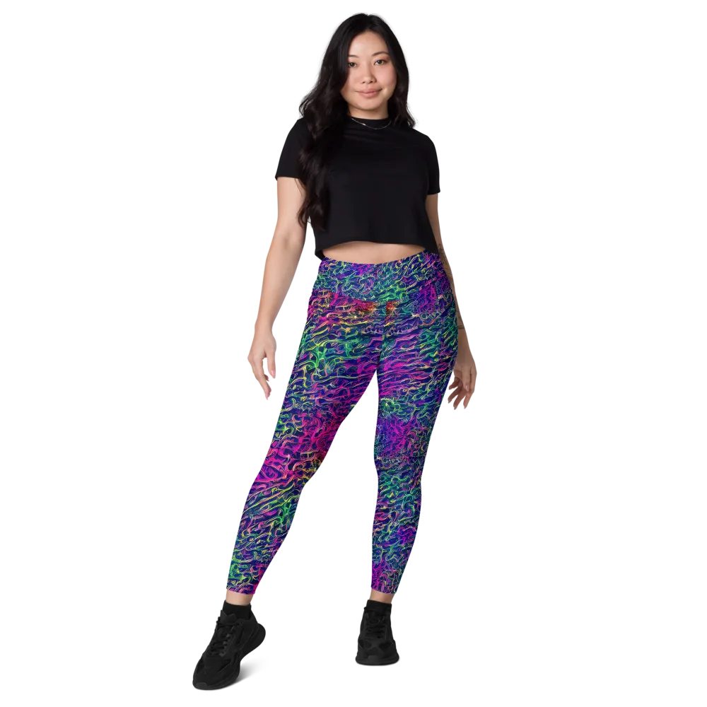 Fuchsia Frontier on Leggings with Pockets — Front