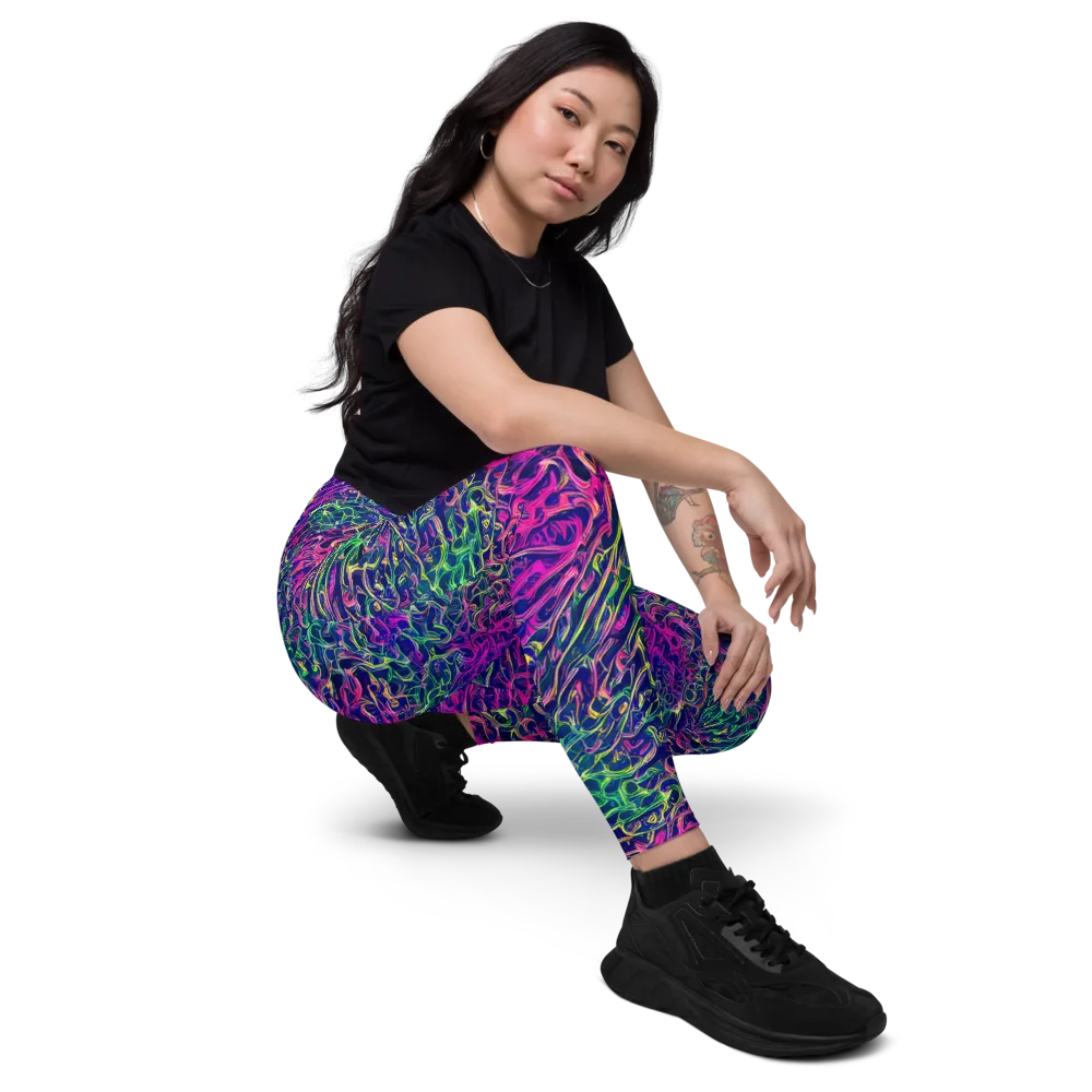 Fuchsia Frontier on Leggings with Pockets — Right Front