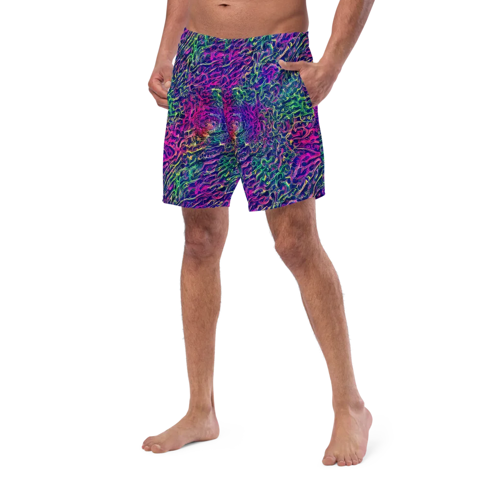 Fuchsia Frontier on Swim Trunks — Left Front