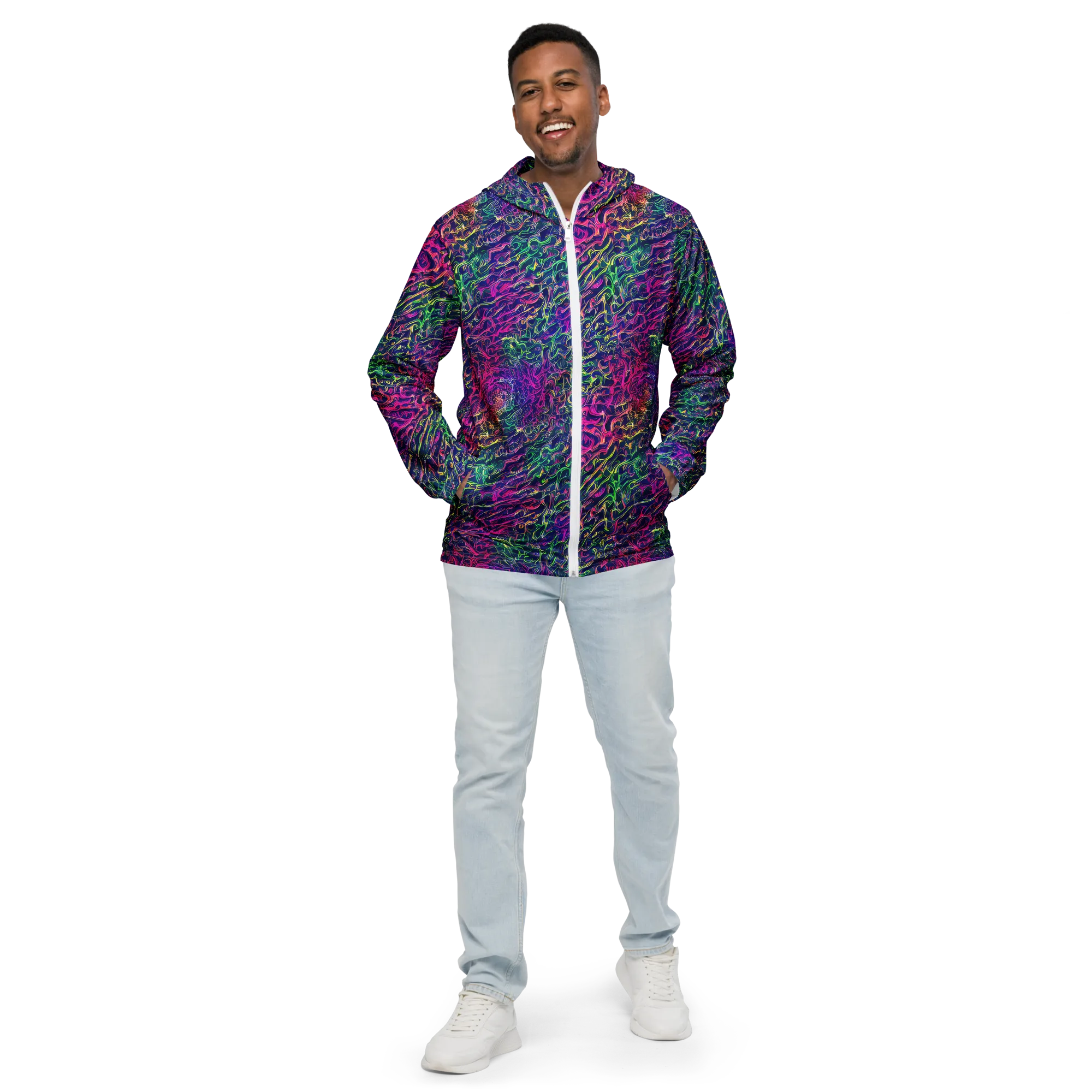 Fuchsia Frontier on Men's Windbreaker — Front