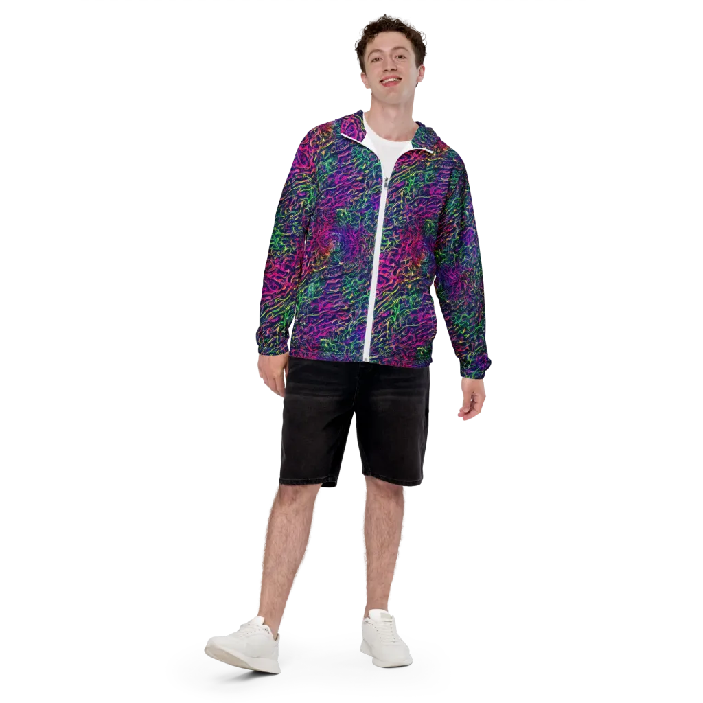 Fuchsia Frontier on Men's Windbreaker — Front