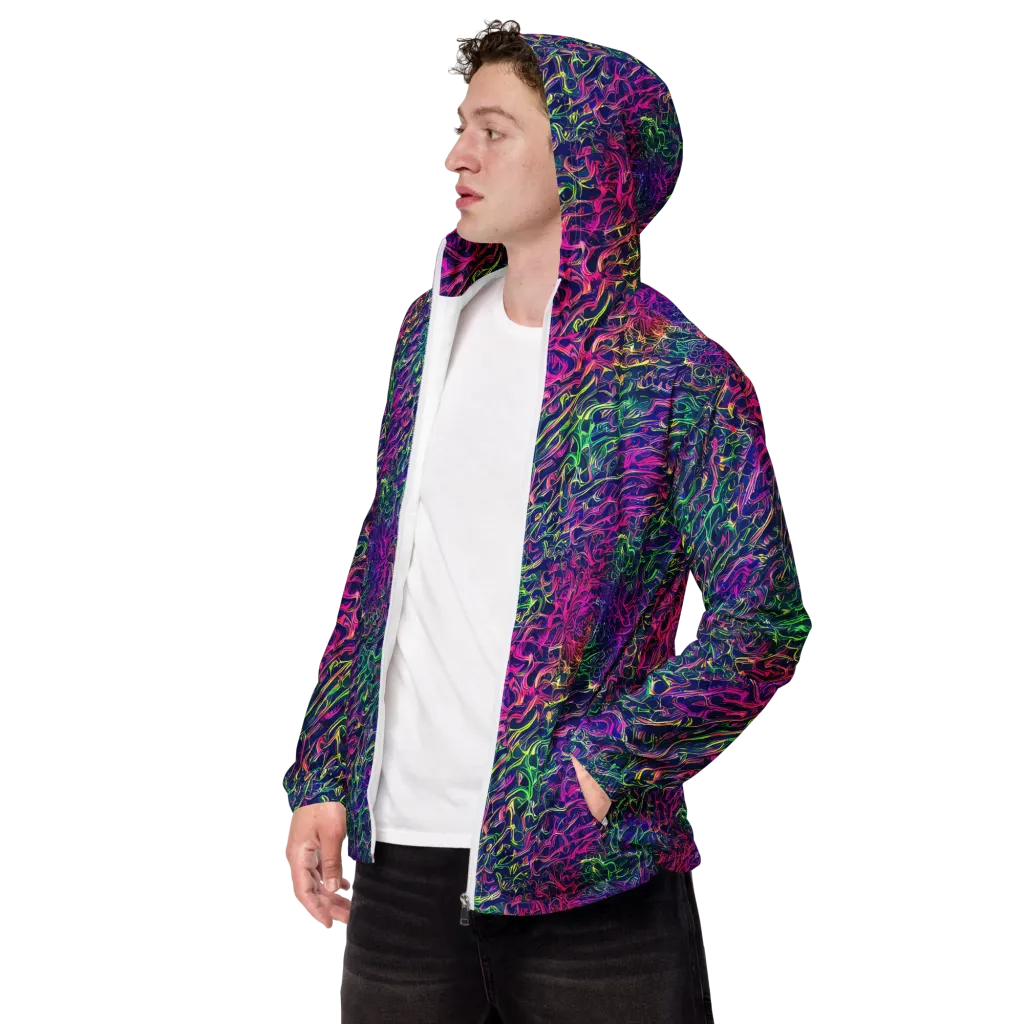 Fuchsia Frontier on Men's Windbreaker — Left Front