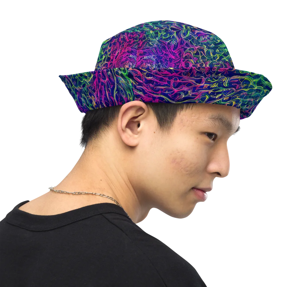 Fuchsia Frontier on Reversible Bucket Hat — Right Outside