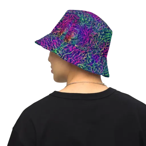 Fuchsia Frontier on a Reversible Bucket Hat
