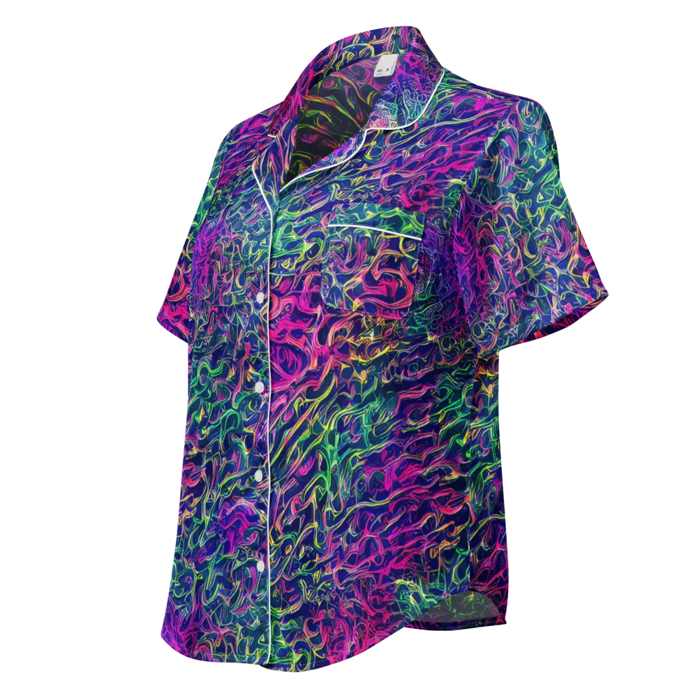 Fuchsia Frontier on Women's Short Sleeve Pajama Top — Left Front