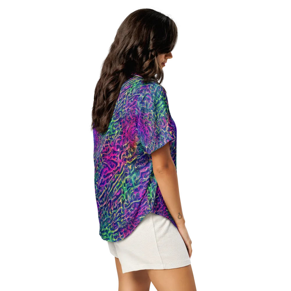 Fuchsia Frontier on Women's Short Sleeve Pajama Top — Right Back