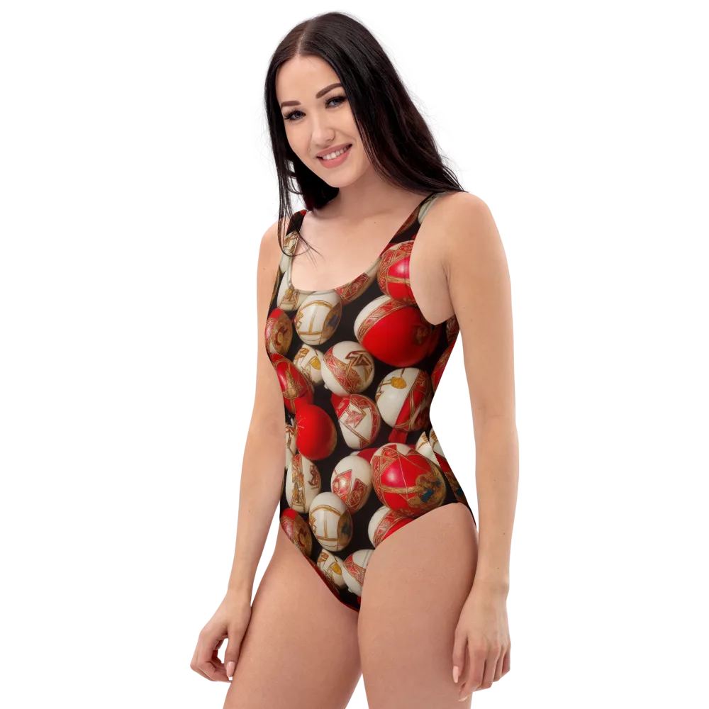 Crimson Relic on One-Piece Swimsuit — Left