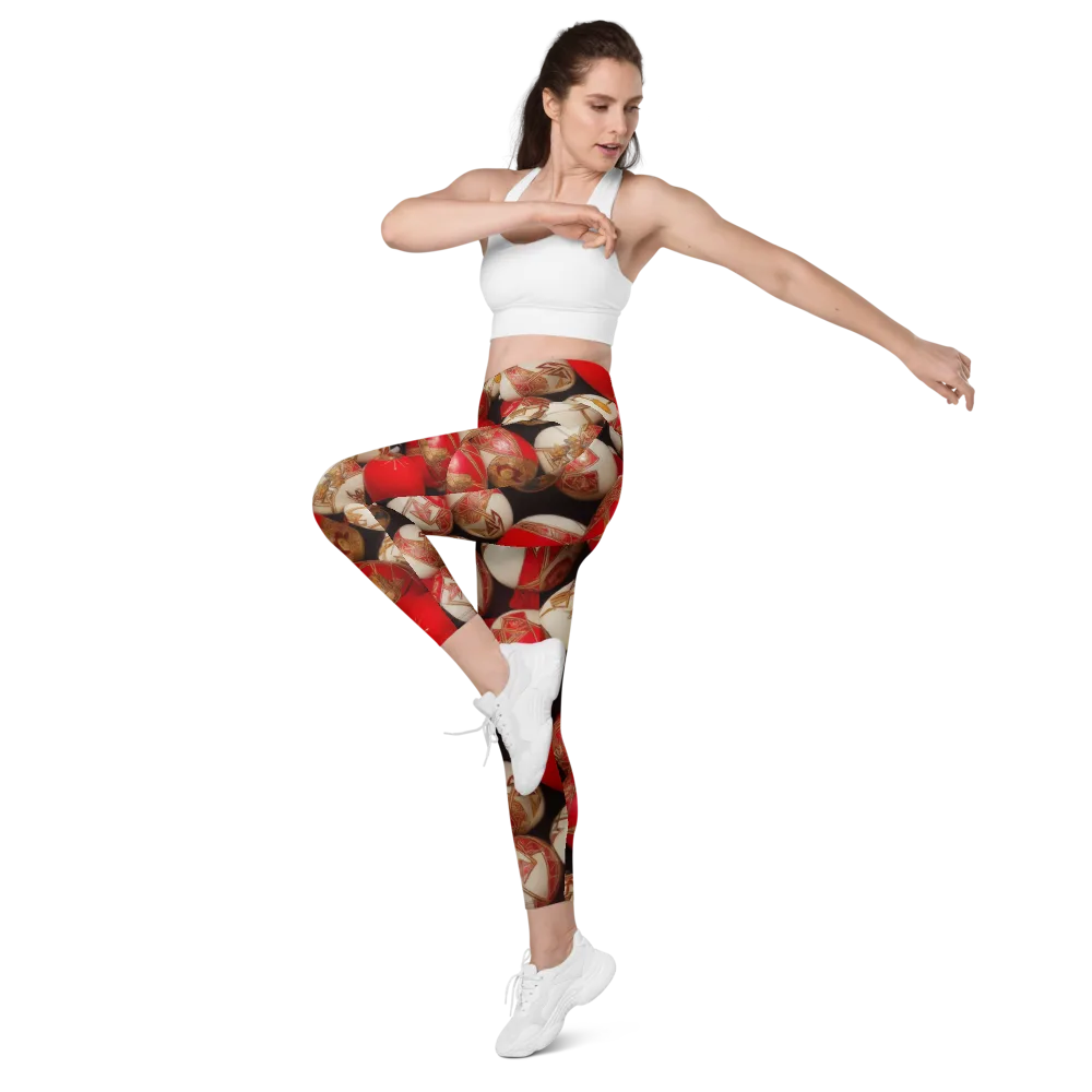 Crimson Relic on Leggings with Pockets — Left Front