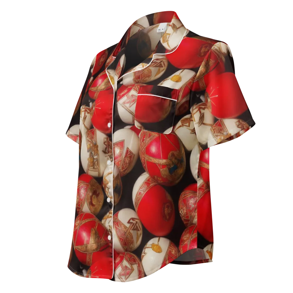 Crimson Relic on Women's Short Sleeve Pajama Top — Left Front