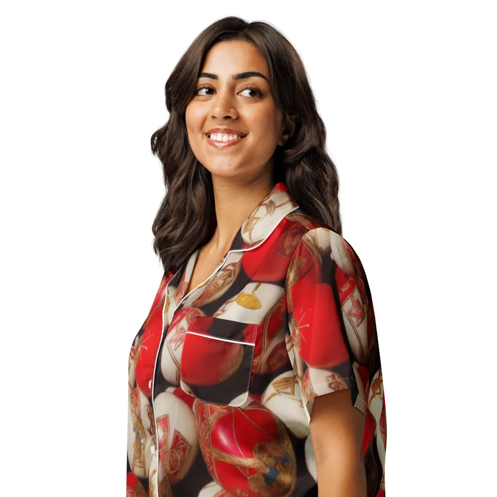 Crimson Relic on Women's Short Sleeve Pajama Top — Left Front
