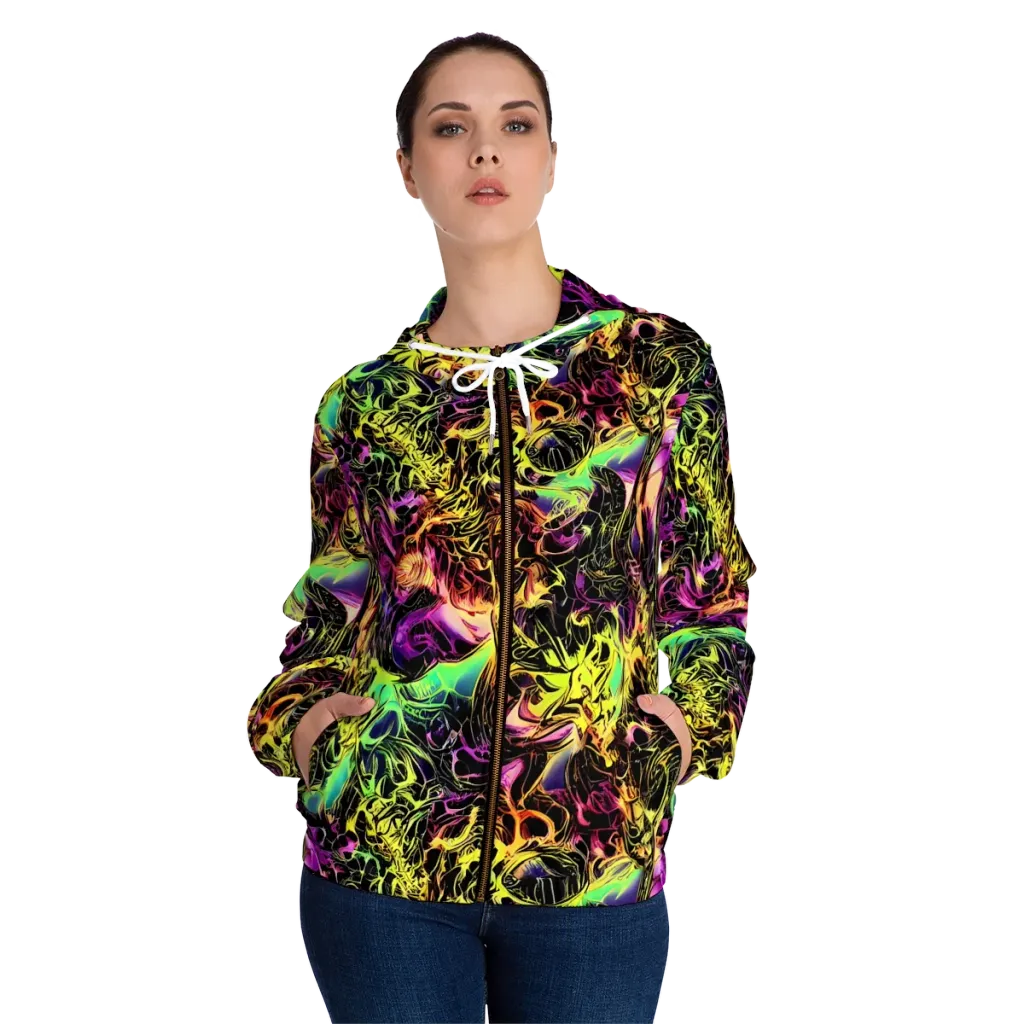 Hypercolor Wilds on Women's Full-Zip Hoodie — Front On Person