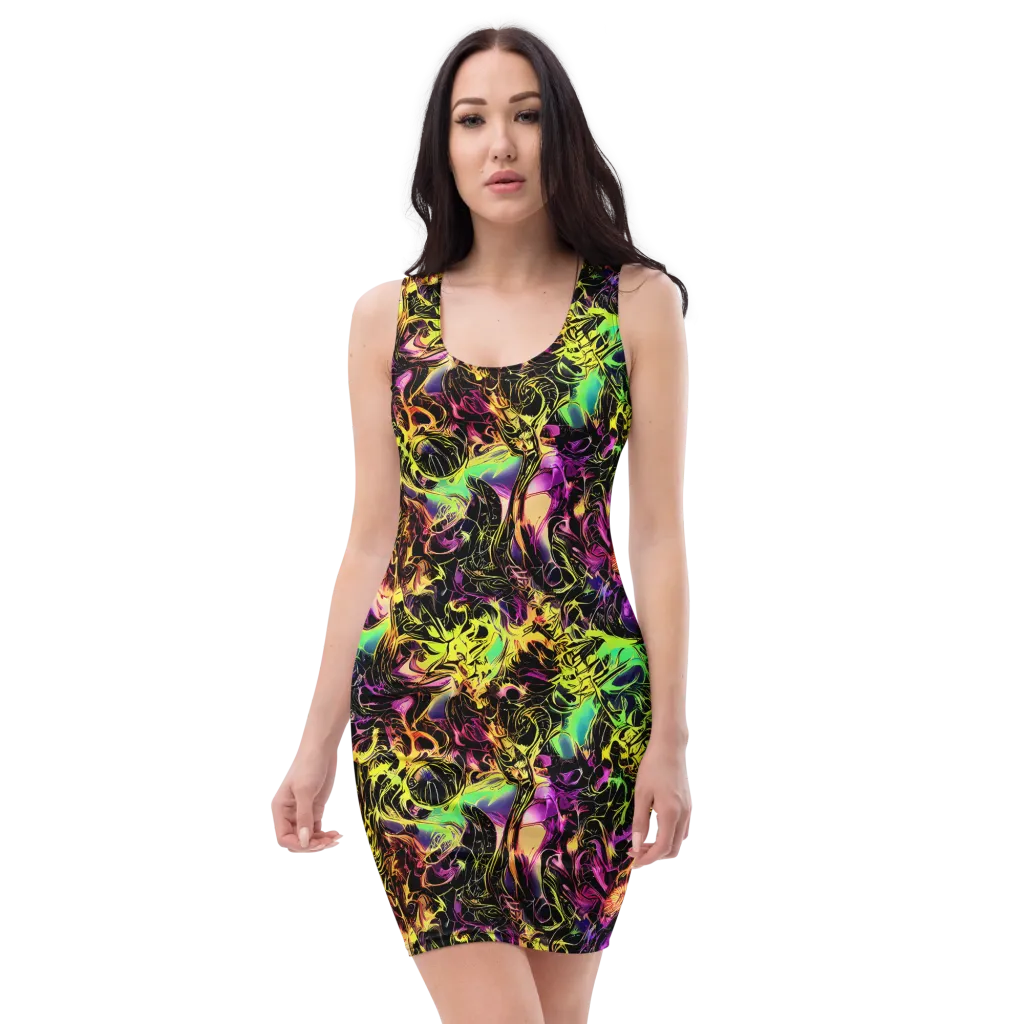 Hypercolor Wilds on Bodycon Dress — Front