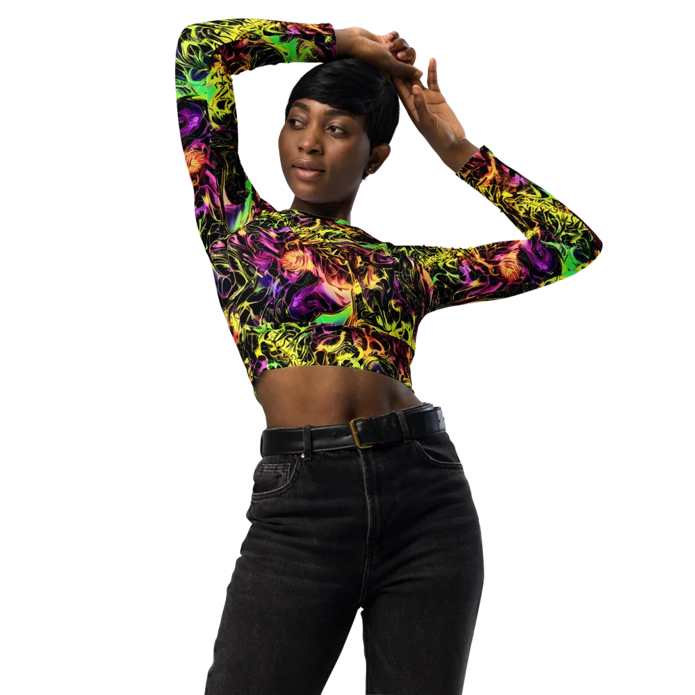 Hypercolor Wilds on Long Sleeve Crop Top — Front