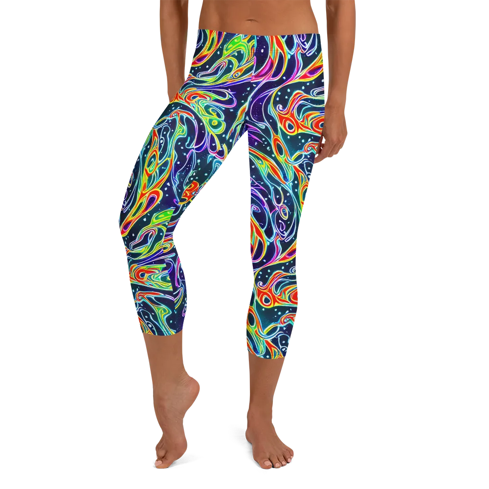 The Neon Unknown on Capri Leggings — Front