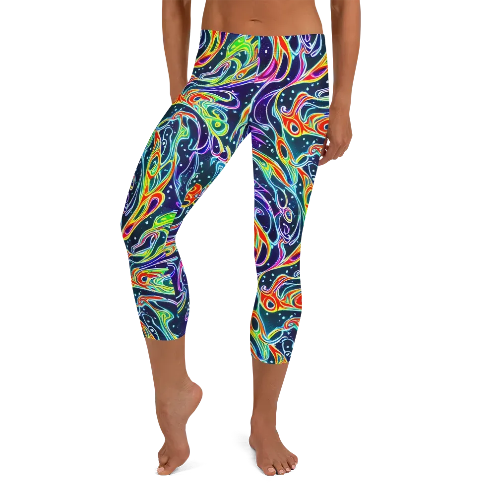 The Neon Unknown on Capri Leggings — Front