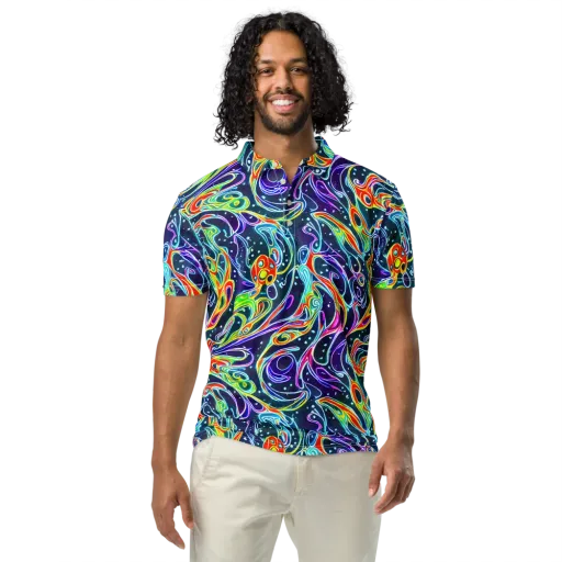 The Neon Unknown on a Men's Slim Fit Polo Shirt