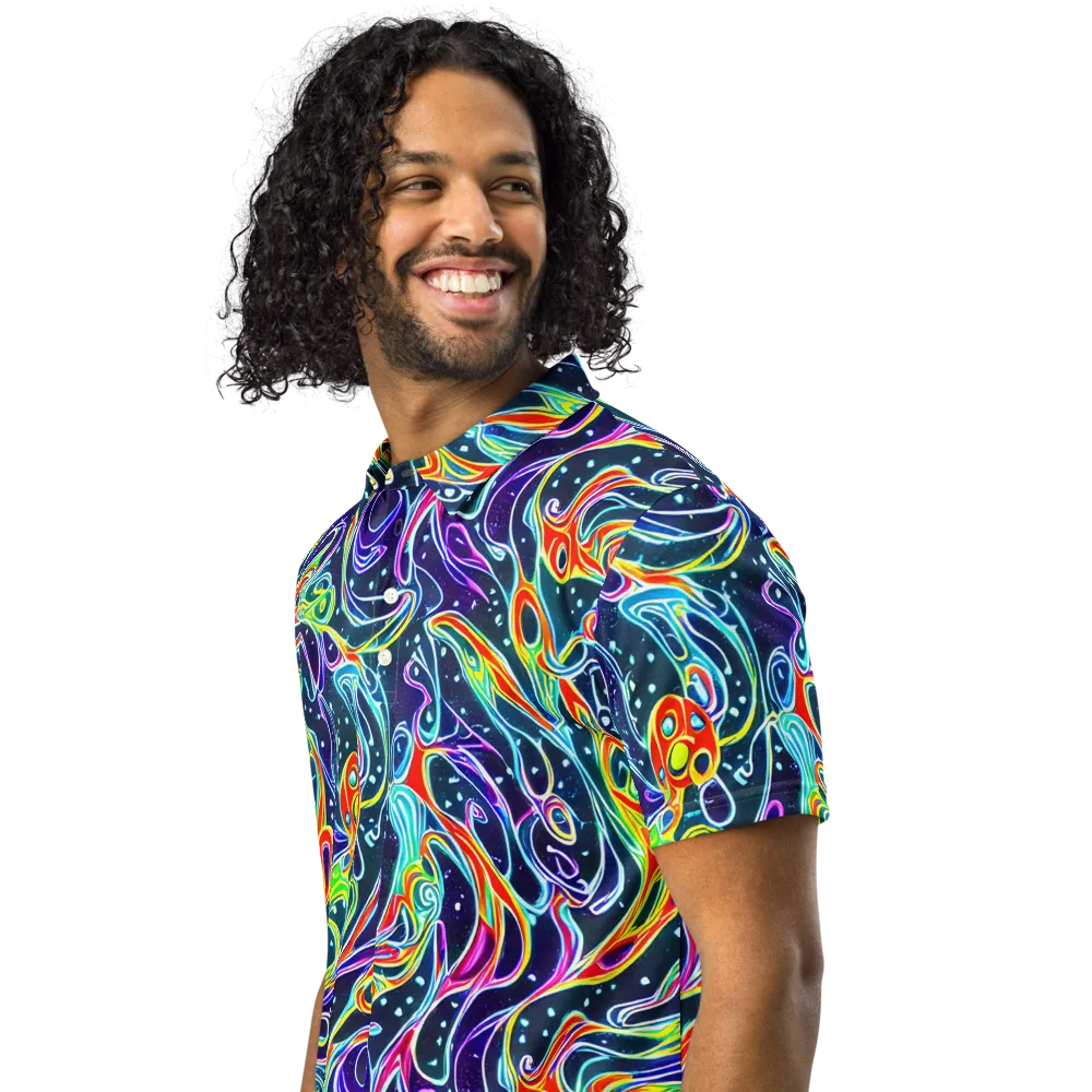 The Neon Unknown on Men's Slim Fit Polo Shirt — Left Front