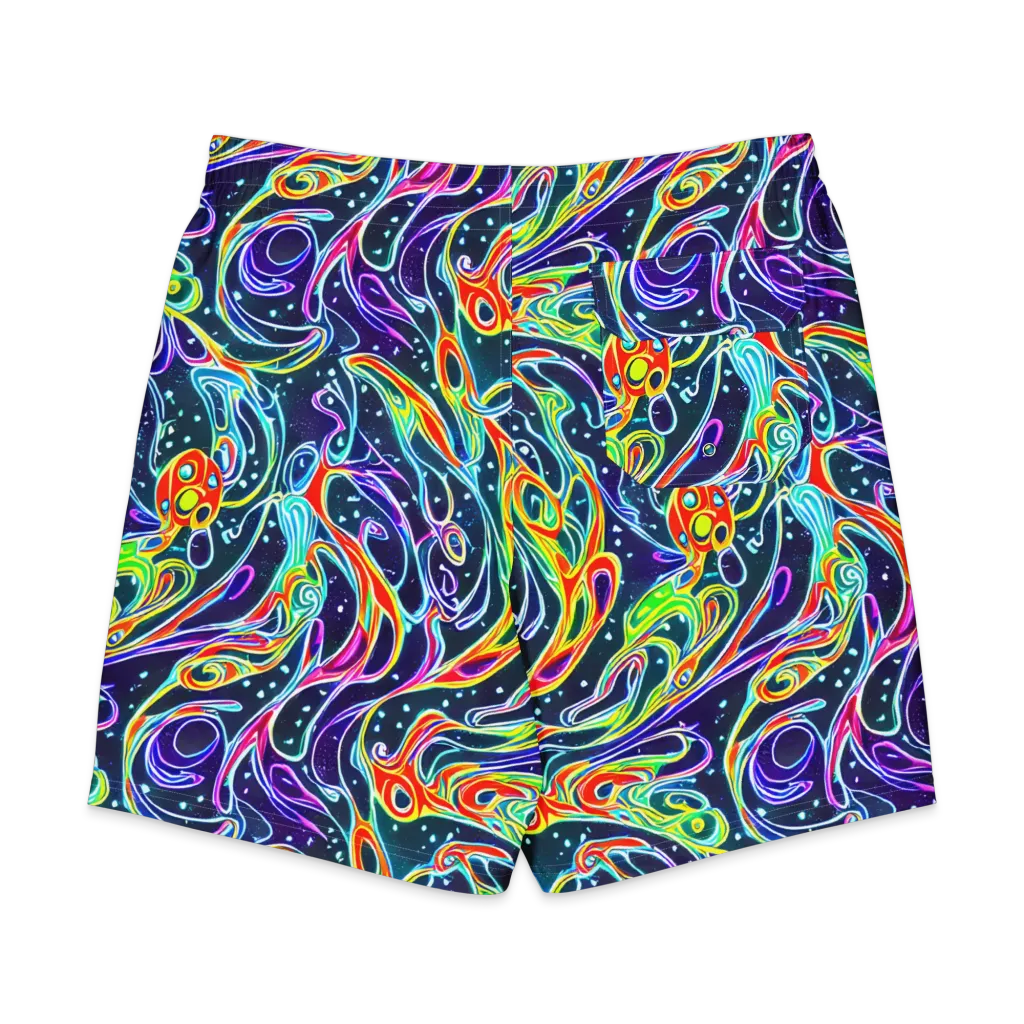 The Neon Unknown on Men's Board Shorts — Back