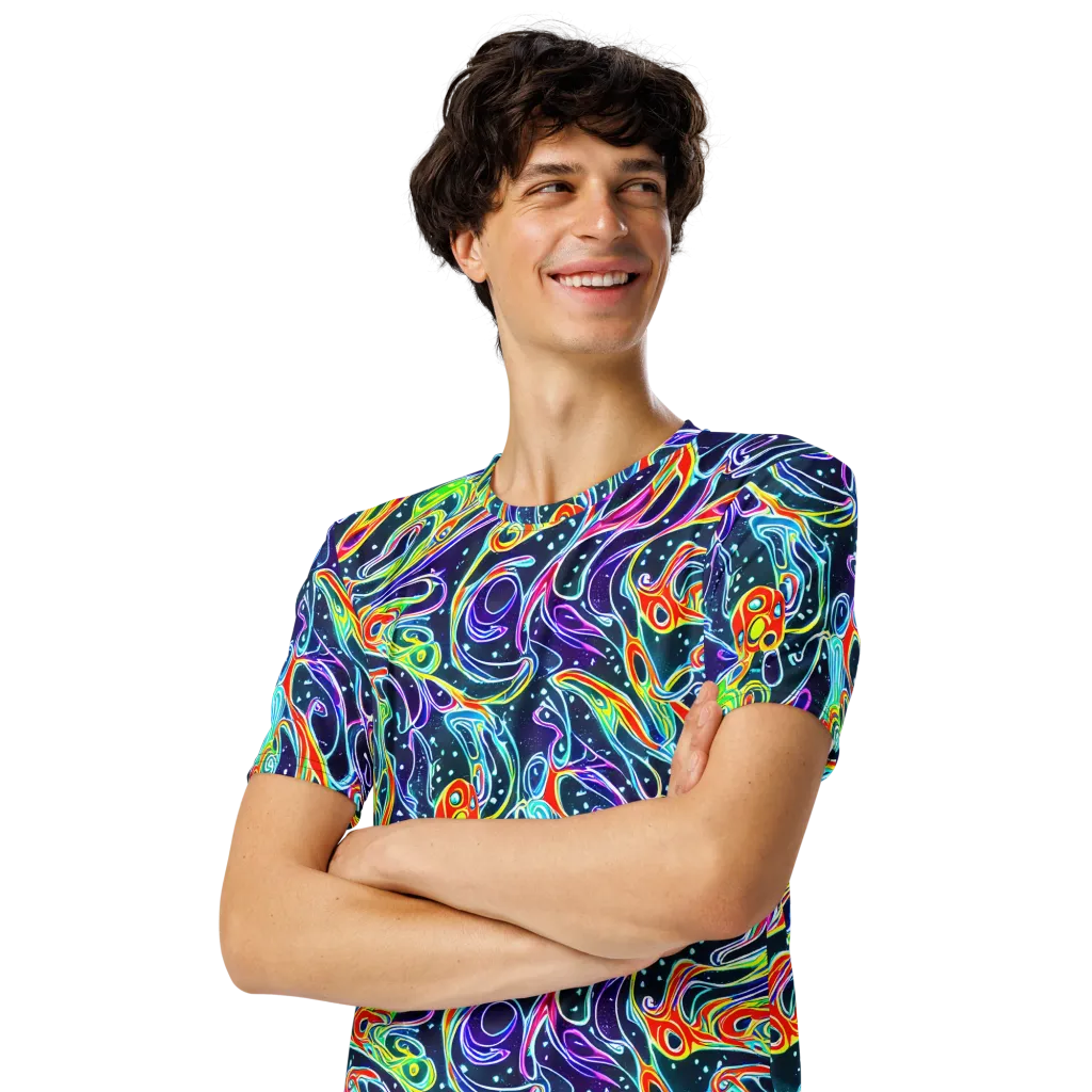 The Neon Unknown on Men's Crew Neck T-Shirt — Left Front