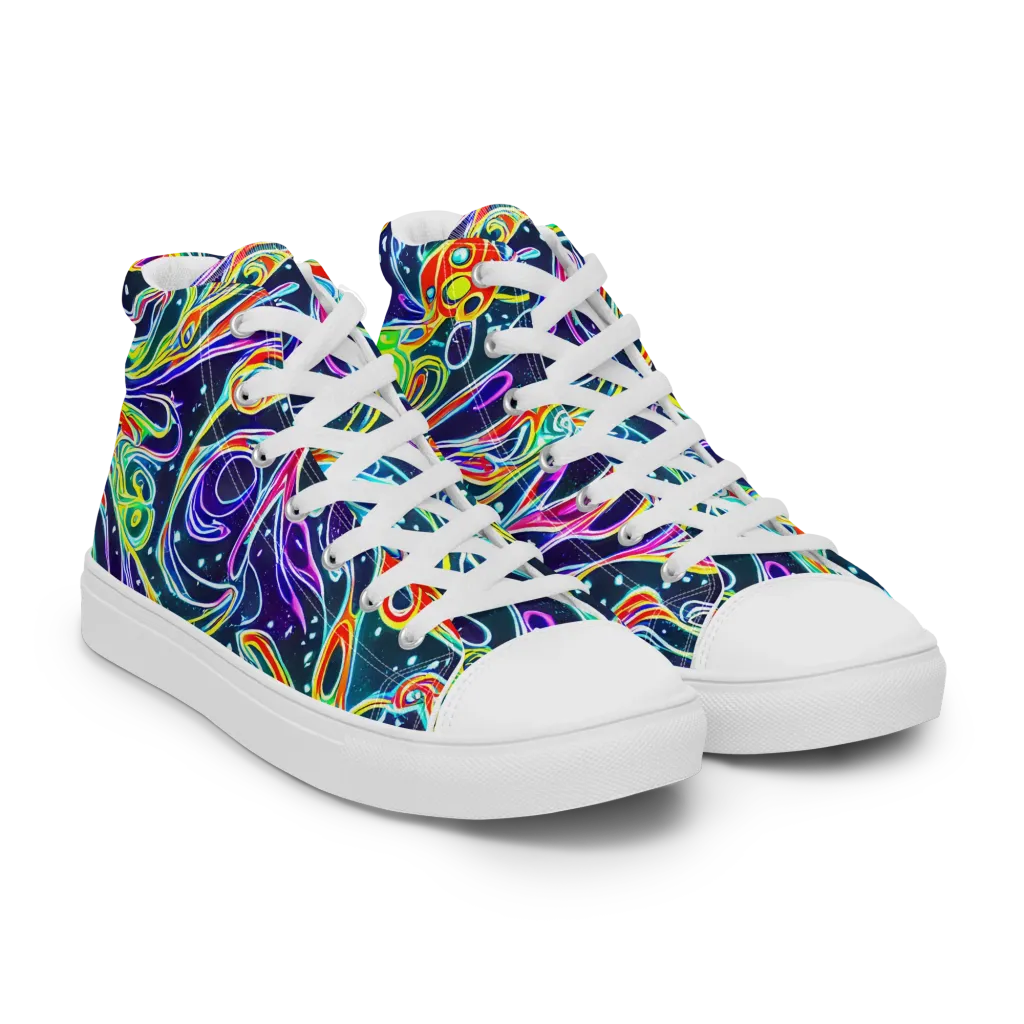The Neon Unknown on Men's High Top Canvas Shoes — Right Front