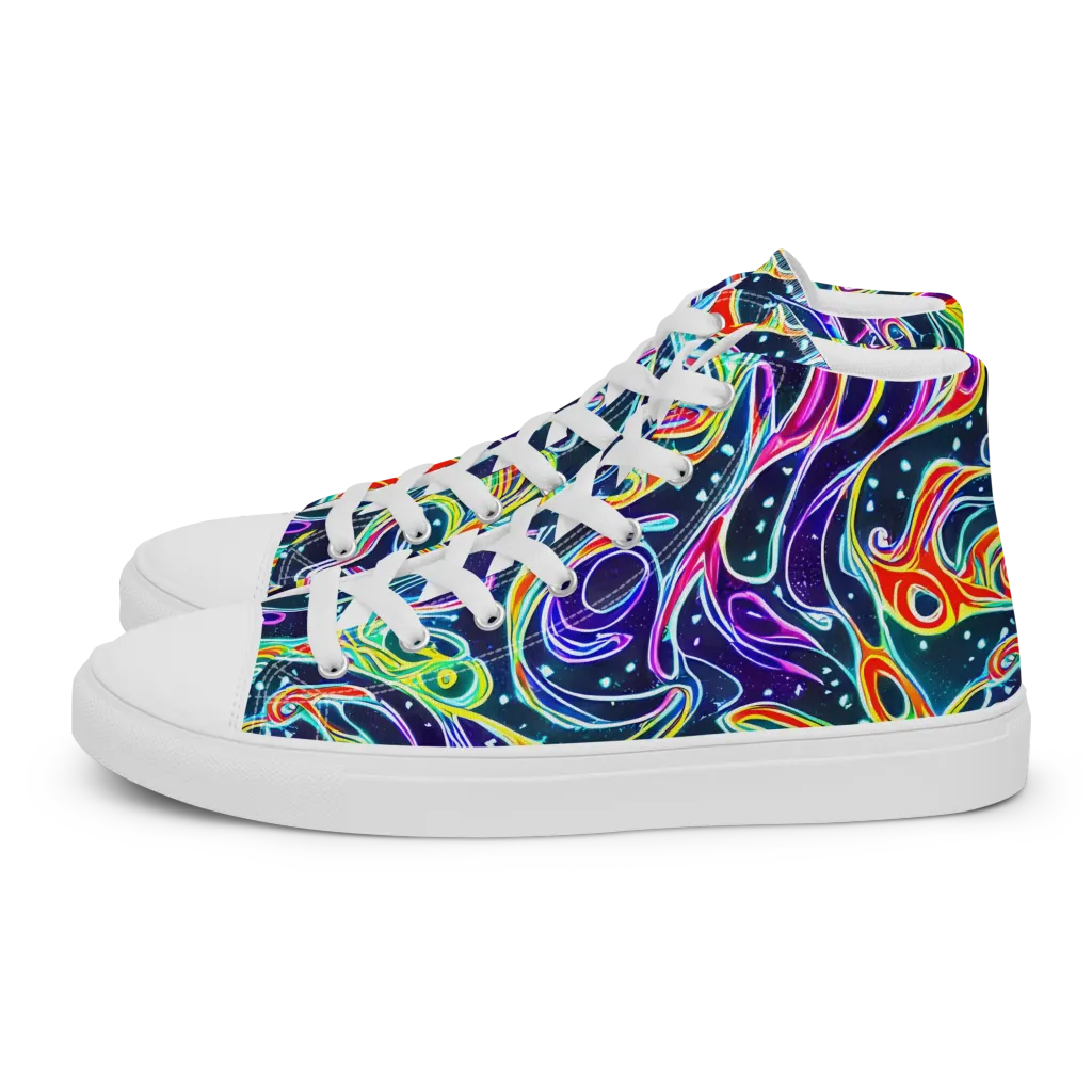 The Neon Unknown on Men's High Top Canvas Shoes — Left