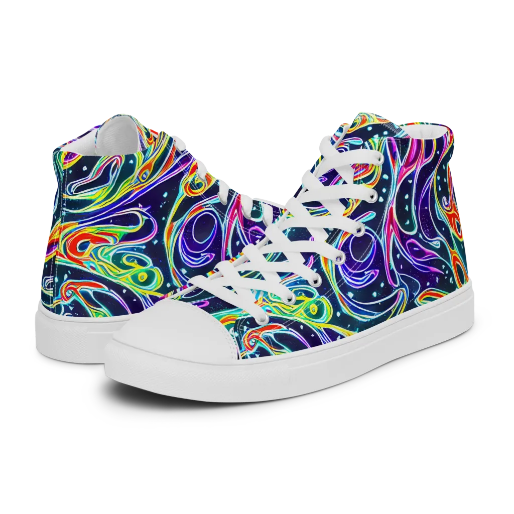 The Neon Unknown on Men's High Top Canvas Shoes — Left