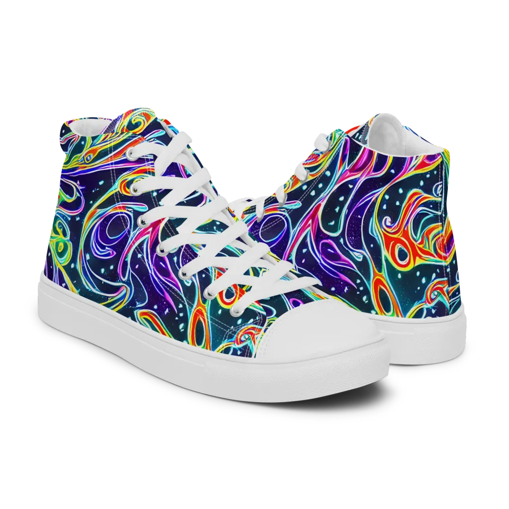 The Neon Unknown on Men's High Top Canvas Shoes — Right
