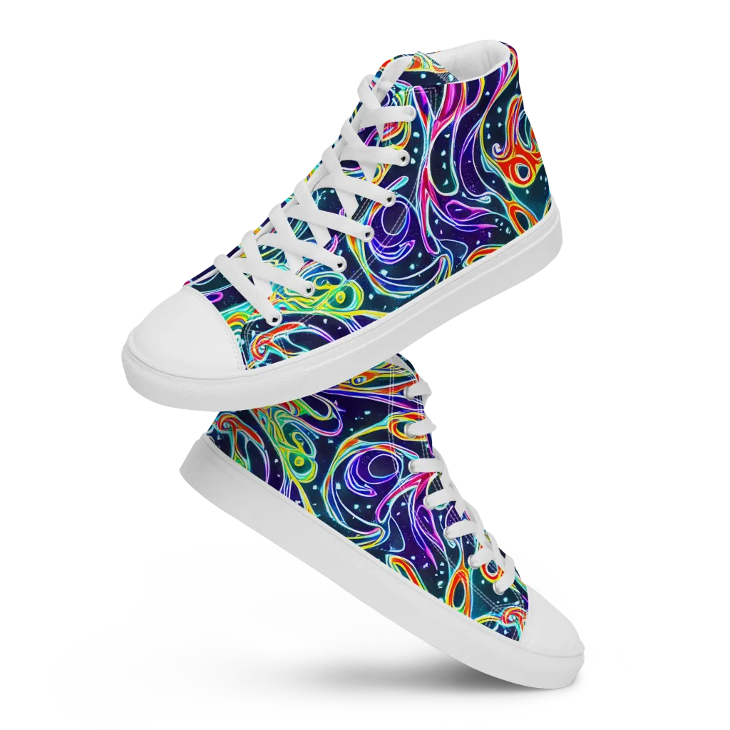 The Neon Unknown on Men's High Top Canvas Shoes — Front