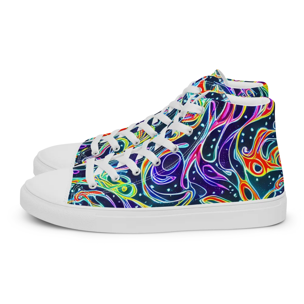 The Neon Unknown on Women's High Top Canvas Shoes — Left