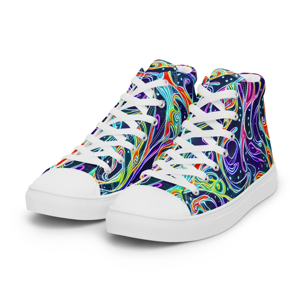 The Neon Unknown on Women's High Top Canvas Shoes — Left Front