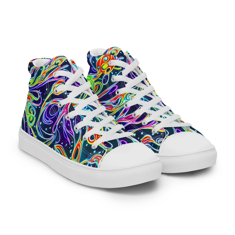 The Neon Unknown on Women's High Top Canvas Shoes — Right Front