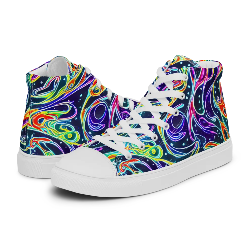 The Neon Unknown on Women's High Top Canvas Shoes — Left