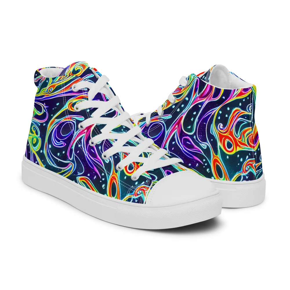 The Neon Unknown on Women's High Top Canvas Shoes — Right