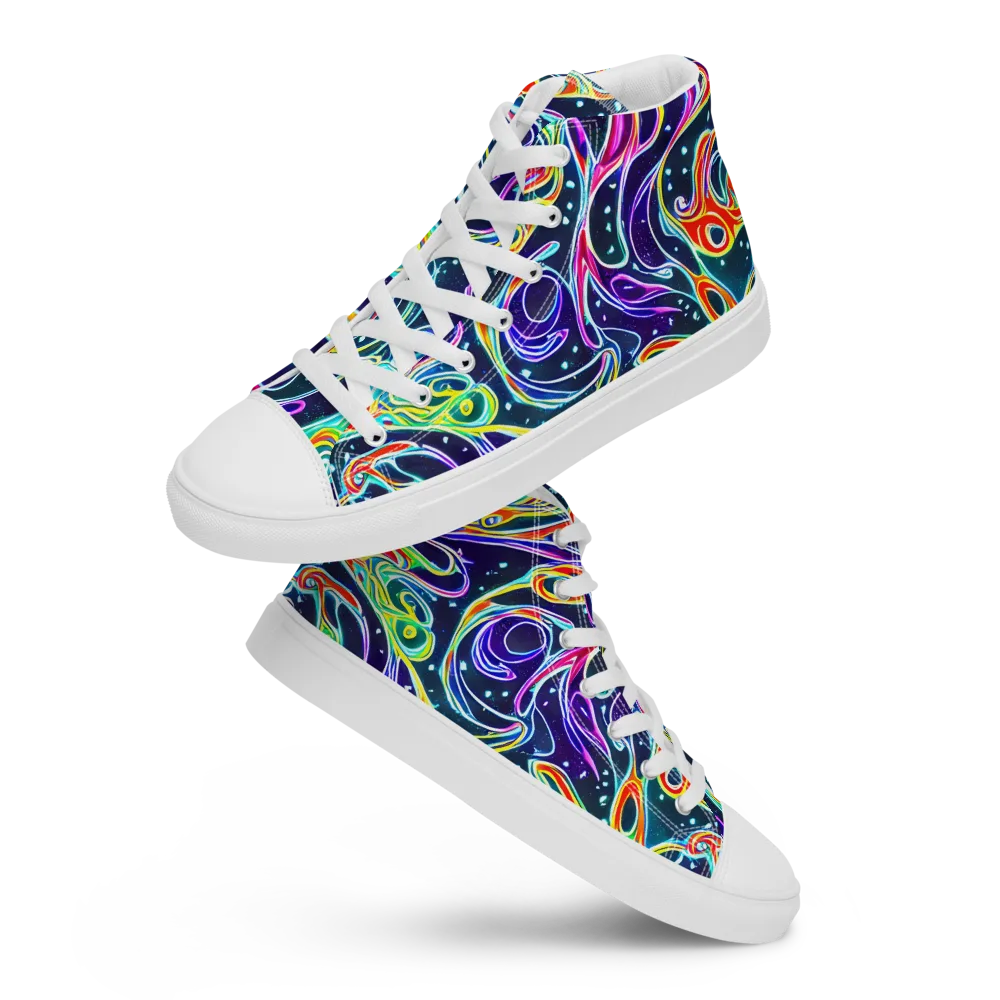The Neon Unknown on Women's High Top Canvas Shoes — Front