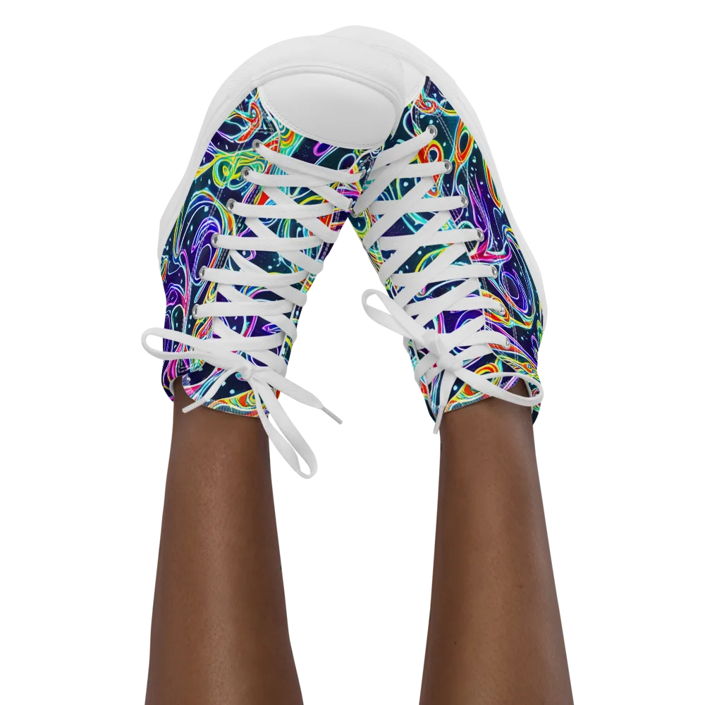 The Neon Unknown on Women's High Top Canvas Shoes — Front