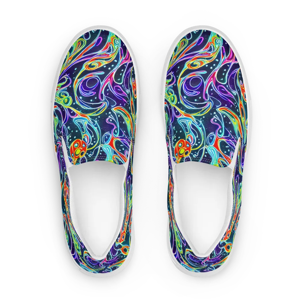The Neon Unknown on Men's Slip-On Canvas Shoes — Front