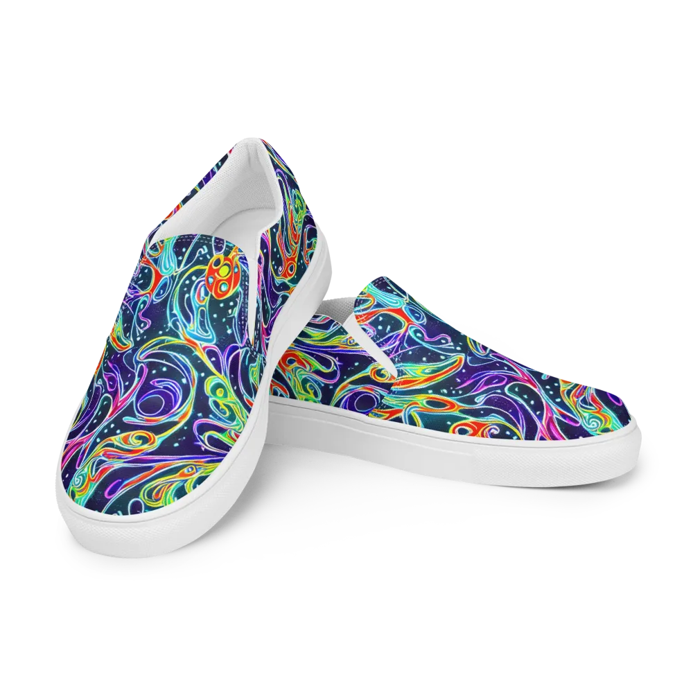 The Neon Unknown on Men's Slip-On Canvas Shoes — Left Front