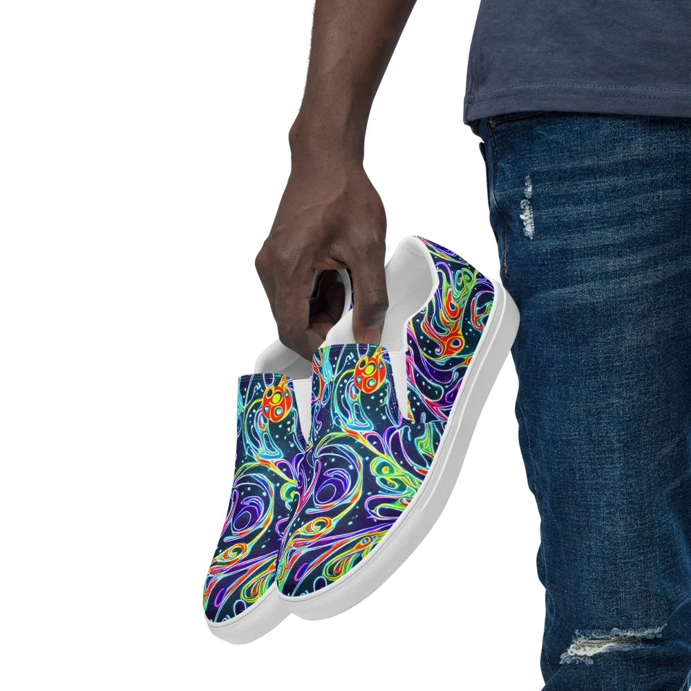 The Neon Unknown on Men's Slip-On Canvas Shoes — Left Front