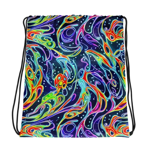 The Neon Unknown on a Drawstring Bag