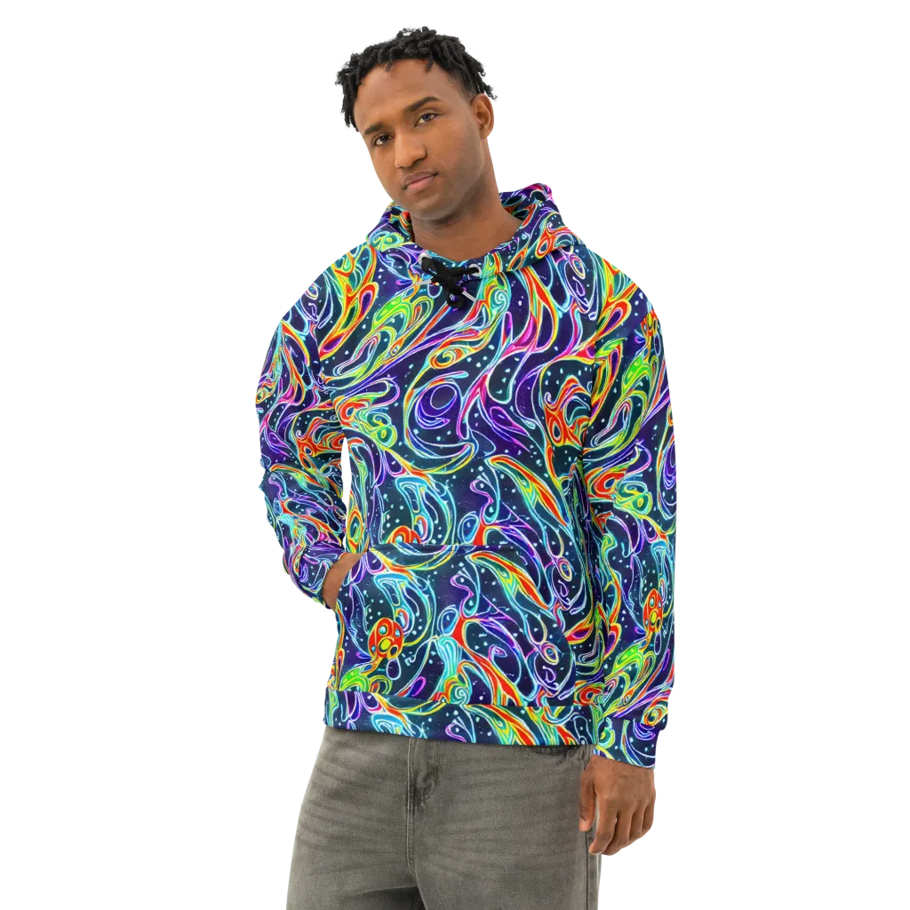 The Neon Unknown on Cotton Hoodie — Left Front