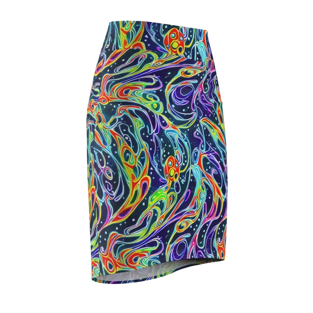 The Neon Unknown on Pencil Skirt — Front Side