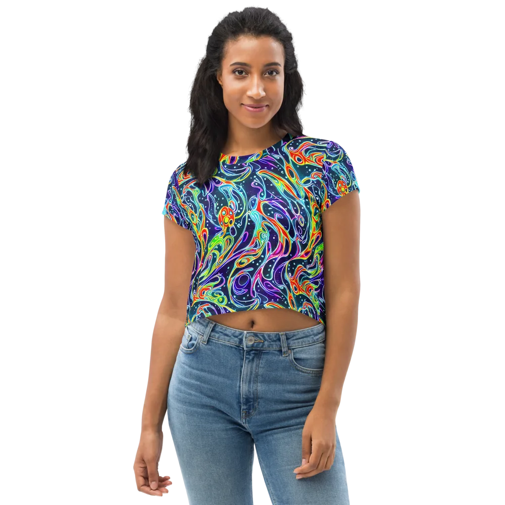 The Neon Unknown on Crop Tee — Front