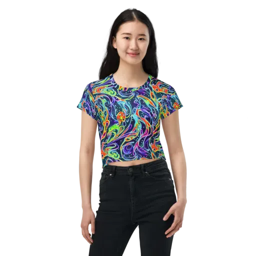The Neon Unknown on a Crop Tee