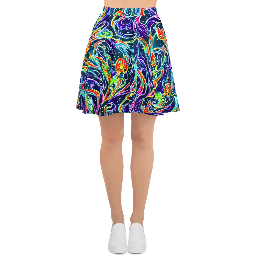The Neon Unknown on Skater Skirt — Front